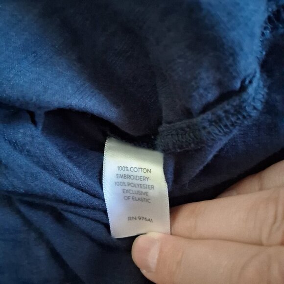 J. Jill Women's Size Medium Navy Blue Embroidered Floral Swiss Dot Boho Top - Picture 7 of 12